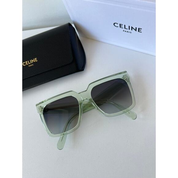 NEW Celine CL4055IN Tilda Square Sunglasses in Green - Picture 3 of 10